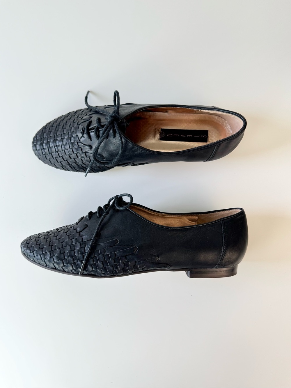 STEVEN by Steve Madden Mallorka Woven Leather Oxford Black Lace Up Size 9.5